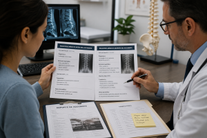 Comparación de registros médicos después de un accidente